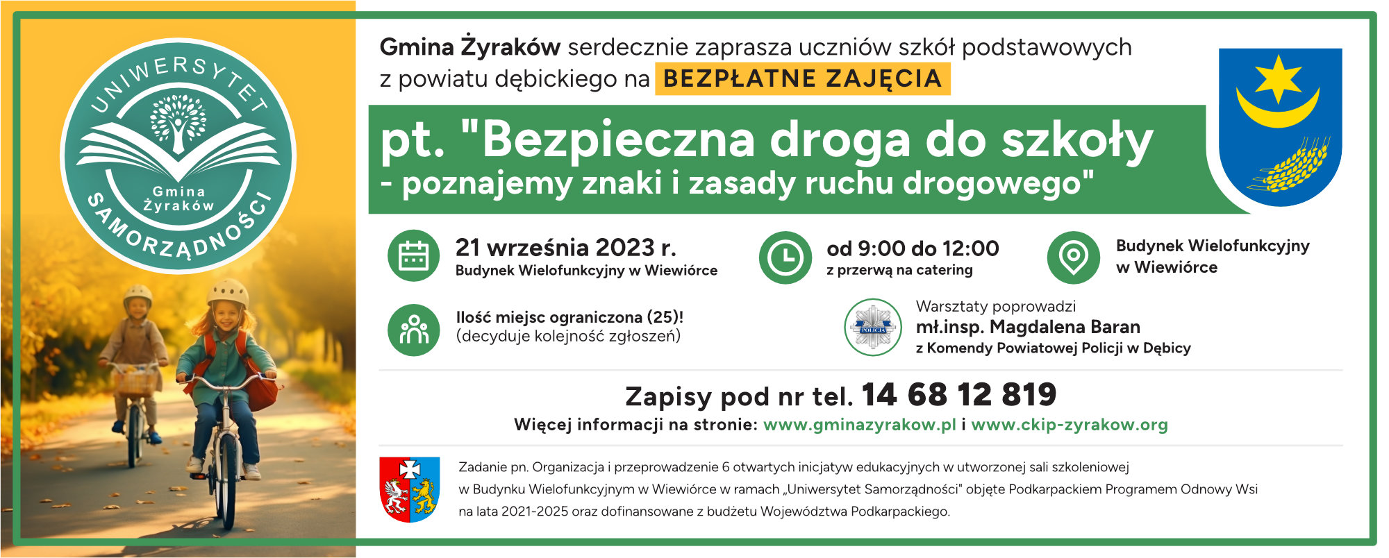 Plakat Uniwersytet Samorządności 2023 - Bezpieczna droga do szkoły